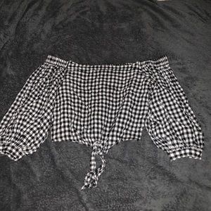 Forever 21 off the shoulder Plaid top/ crop top
